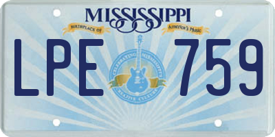 MS license plate LPE759