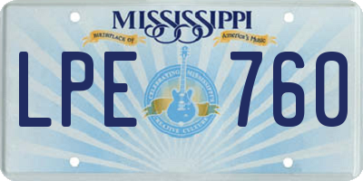 MS license plate LPE760