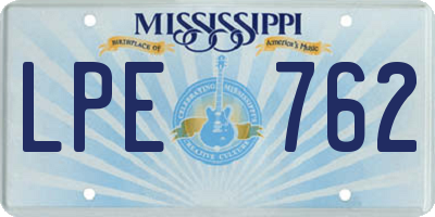 MS license plate LPE762