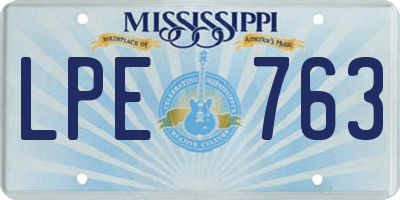 MS license plate LPE763