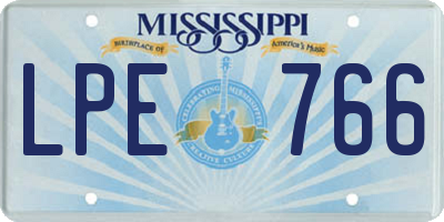 MS license plate LPE766