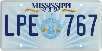 MS license plate LPE767