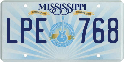 MS license plate LPE768