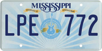 MS license plate LPE772