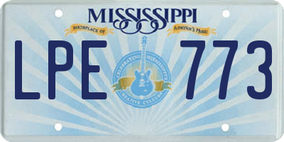 MS license plate LPE773