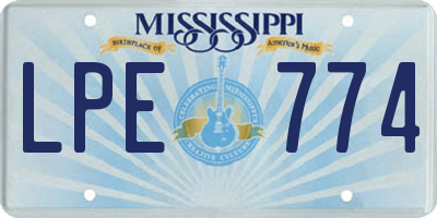 MS license plate LPE774