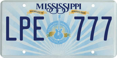 MS license plate LPE777