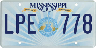 MS license plate LPE778
