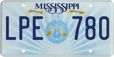 MS license plate LPE780