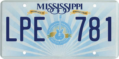 MS license plate LPE781