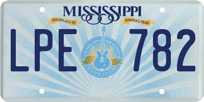 MS license plate LPE782
