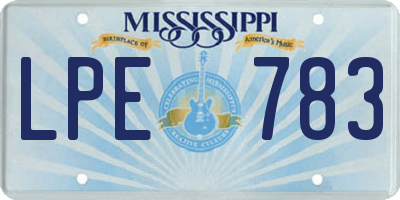MS license plate LPE783