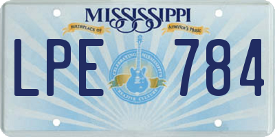 MS license plate LPE784