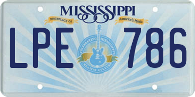 MS license plate LPE786