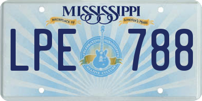 MS license plate LPE788