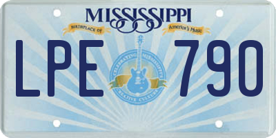 MS license plate LPE790