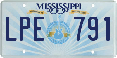 MS license plate LPE791