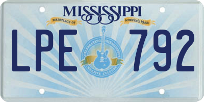 MS license plate LPE792