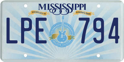 MS license plate LPE794