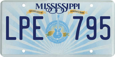 MS license plate LPE795