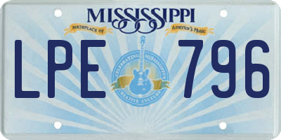MS license plate LPE796