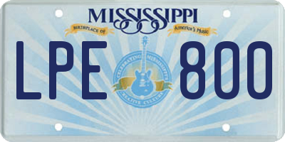 MS license plate LPE800