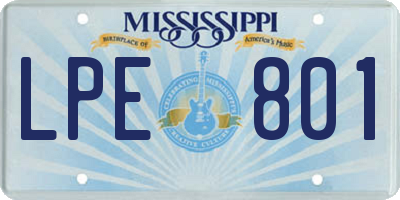 MS license plate LPE801