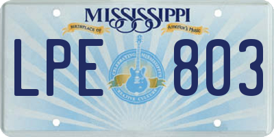MS license plate LPE803