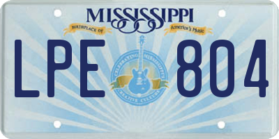 MS license plate LPE804