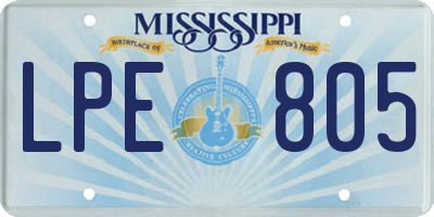 MS license plate LPE805