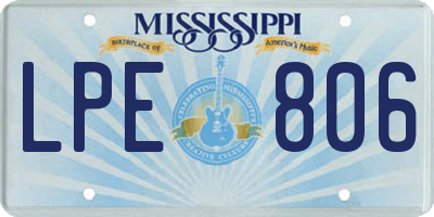 MS license plate LPE806