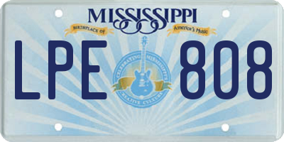 MS license plate LPE808