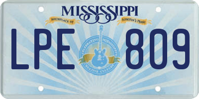 MS license plate LPE809