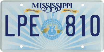 MS license plate LPE810