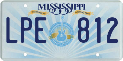 MS license plate LPE812
