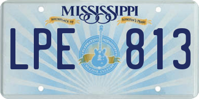 MS license plate LPE813