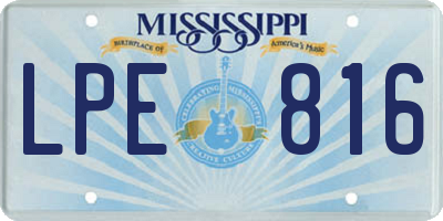 MS license plate LPE816