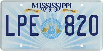 MS license plate LPE820