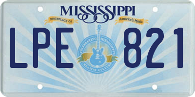 MS license plate LPE821