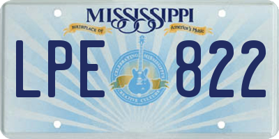 MS license plate LPE822