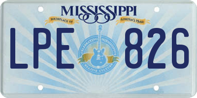 MS license plate LPE826