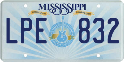 MS license plate LPE832