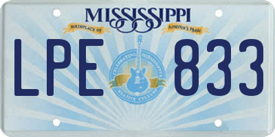 MS license plate LPE833
