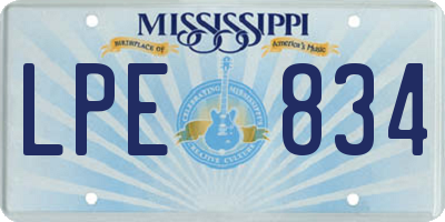 MS license plate LPE834