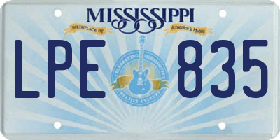 MS license plate LPE835