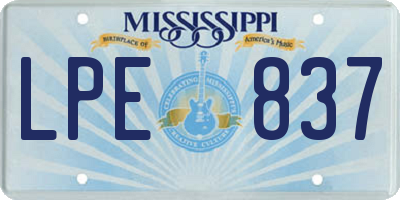 MS license plate LPE837