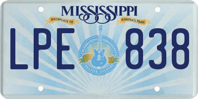 MS license plate LPE838