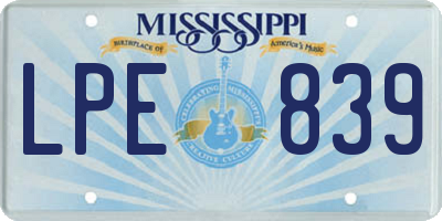 MS license plate LPE839