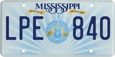 MS license plate LPE840
