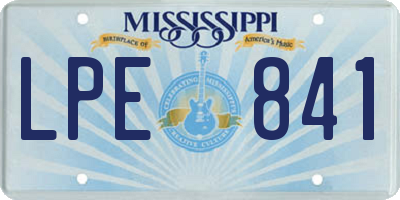 MS license plate LPE841
